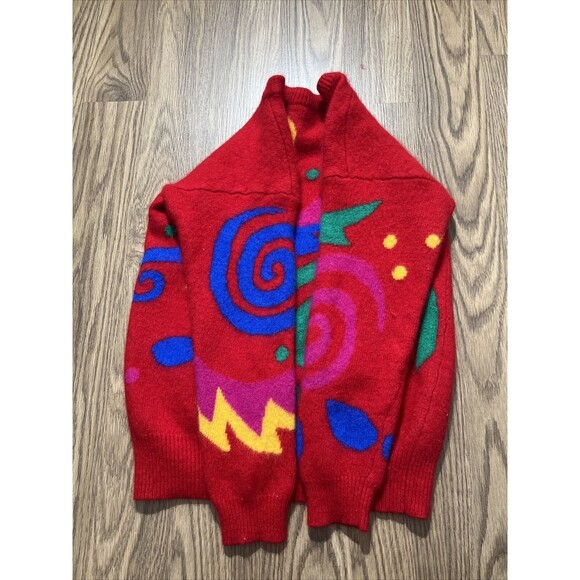 IB Diffision Lambswool Blend Neon Geometric Sweater Sz S Colorful - Picture 3 of 6